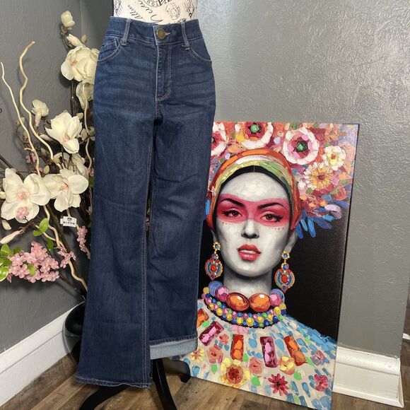 Democracy Denim - Democracy "Ab"solution Itty Bitty Bootcut Blue Jeans Women's 10 Whiskers Stretch